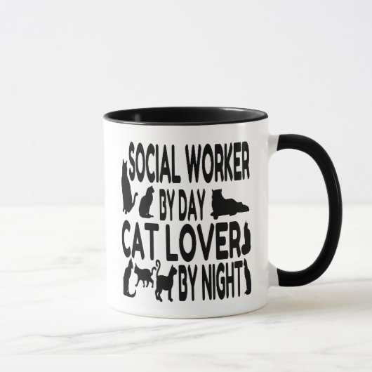 Cat Lover Sozialarbeiter Tasse (Rechts)