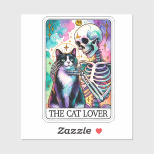 Cat Lover Tarot Card Aufkleber: Verzaubertes Skele Aufkleber