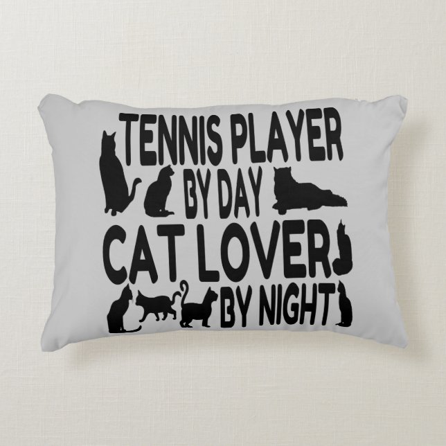 Cat Lover Tennis Player Dekokissen (Vorderseite)