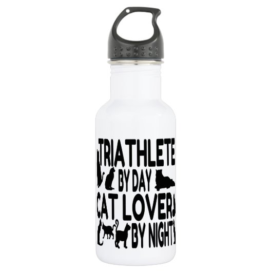 Cat Lover Triathlete Trinkflasche (Vorderseite)