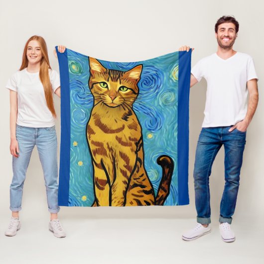 Cat Lover Van Gogh Style Starry Night Fleecedecke (Beispiel)