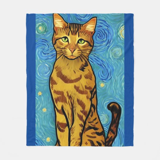 Cat Lover Van Gogh Style Starry Night Fleecedecke (Vorderseite)