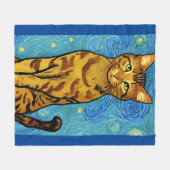 Cat Lover Van Gogh Style Starry Night Fleecedecke (Vorderseite (Horizontal))