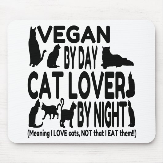Cat Lover Vegan Funny Mousepad (Vorne)