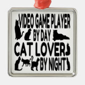 Cat Lover Video Game Player Ornament Aus Metall (Vorne)