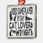 Cat Lover Video Game Player Ornament Aus Metall (Links)