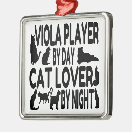 Cat Lover Viola Player Ornament Aus Metall (Links)