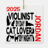 Cat Lover Violinist CUSTOM Keramikornament (Rückseite)