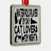 Cat Lover Water Polo Player Silbernes Ornament (Rechts)