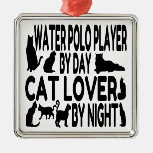 Cat Lover Water Polo Player Silbernes Ornament