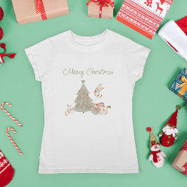 Cat Lover Whimsisches Weihnachtswasser T-Shirt