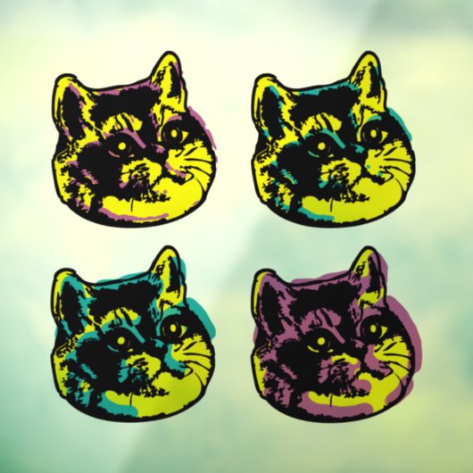 Cat Lover Window Decal Pop Art Fensteraufkleber (Blatt 3)