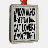 Cat Lover Window Washer Silbernes Ornament (Rechts)