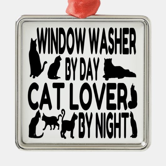Cat Lover Window Washer Silbernes Ornament (Vorne)