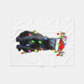 Cat Lover Xmas Lighting Santa Russian Blue Cat Chr Fleecedecke (Vorderseite (Horizontal))