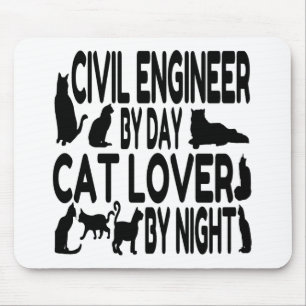 Cat Lover Zivil Engineer Mousepad