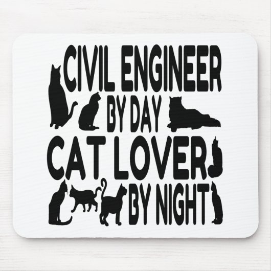 Cat Lover Zivil Engineer Mousepad (Vorne)