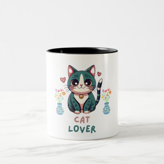 Cat Lover Zweifarbige Tasse (Mittel)