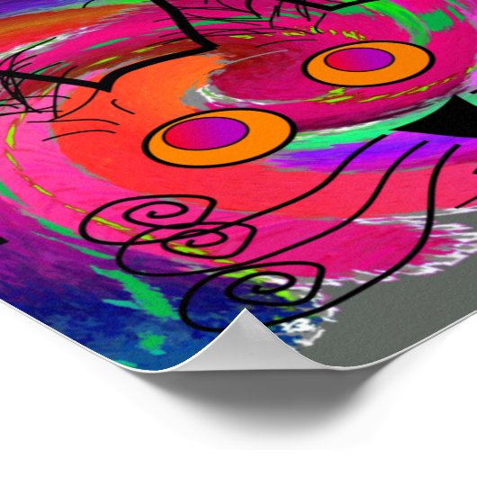 Cat Lovers Art Poster - Abstrakte Ölgemälde (Ecke)