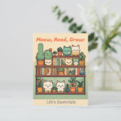 Cat Lovers & Book Lovers & Pflanze Lovers Postkarte (Stehend Vorderseite)