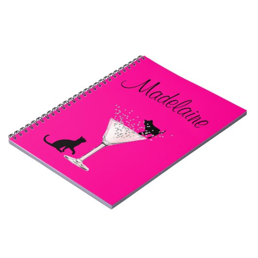 Cat Lovers Bubbles Modern Pink Personal Notizblock (Linke Seite)