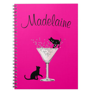 Cat Lovers Bubbles Modern Pink Personal Notizblock