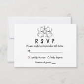 Cat Lovers Cartoon Kitty White Black Wedding RSVP (Vorderseite)