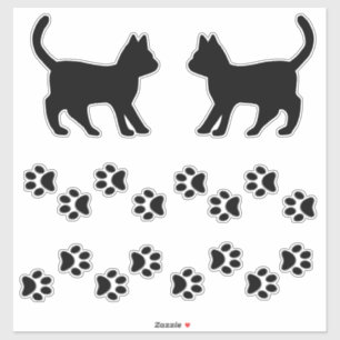 Cat Lovers Cat Silhouetten & Paw Print Decks Aufkleber