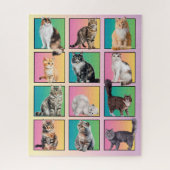 Cat Lover's Colour Block Collage Pastel Puzzle (Vertikal)