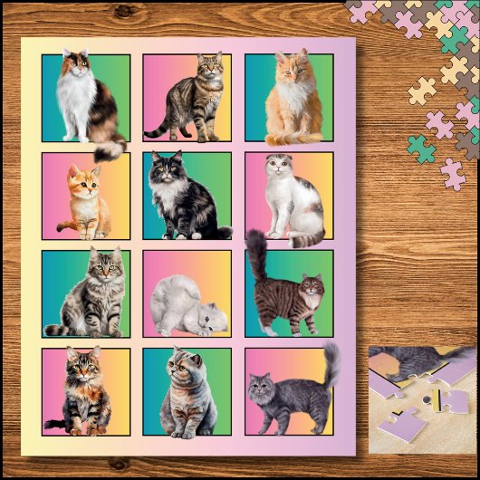 Cat Lover's Colour Block Collage Pastel Puzzle