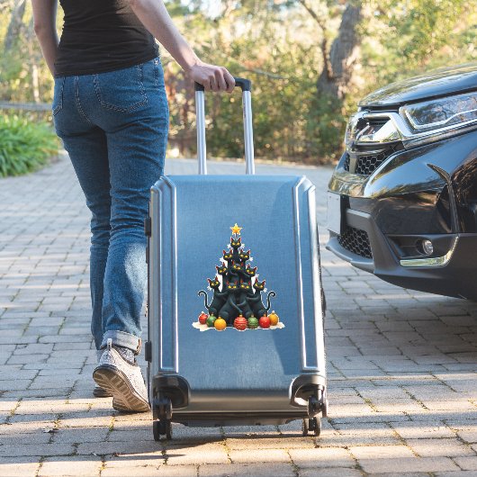 Cat Lovers Cute and Funny Holiday Tree Christmas 2 Aufkleber (Koffer Insitu)