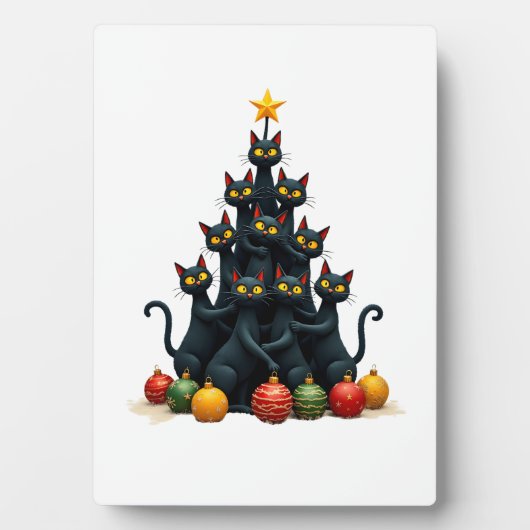 Cat Lovers Cute and Funny Holiday Tree Christmas 2 Fotoplatte (Vorderseite)