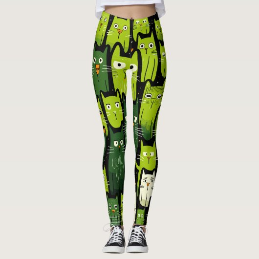 Cat Lover's Delight - Niedliche und lustige Doodle Leggings (Vorderseite)