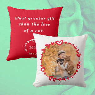 Cat Lover's Foto & Quote Red Kissen