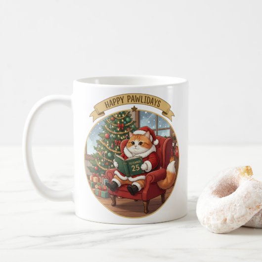 Cat Lovers Gift For Christmas Kaffeetasse (Mit Donut)