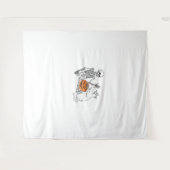 Cat Lovers Halloween Funny Skelett und Cat Lazy C Wandteppich (Vorderseite (Horizontal))