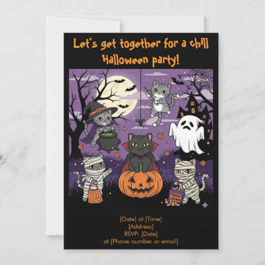 Cat Lovers Halloween-Party Einladung (Vorderseite)