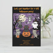 Cat Lovers Halloween-Party Einladung (Stehend Vorderseite)