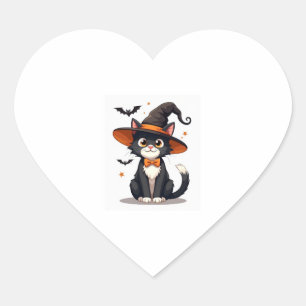 Cat Lovers Hexenhut auf Tuxedo Cat Halloween Men Herz-Aufkleber
