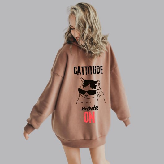 Cat Lovers Hoodie - "Cattitude Move On"