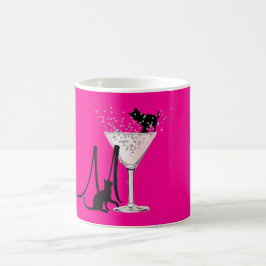 Cat Lovers Hot Pink Monogram Modern Kaffeetasse