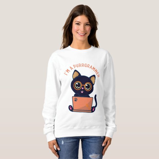Cat Lovers Ich bin Programmierer Sweatshirt (Vorne ganz)