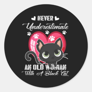 Cat Lovers   Liebe Cat Woman Black Cat Owner Gesch Runder Aufkleber