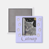 Cat Lover's Lila Pfoten "Catnap" Magnet (Vorderseite/Rückseite)