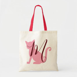 Cat Lovers Monogram Pink und Burgundy Tragetasche