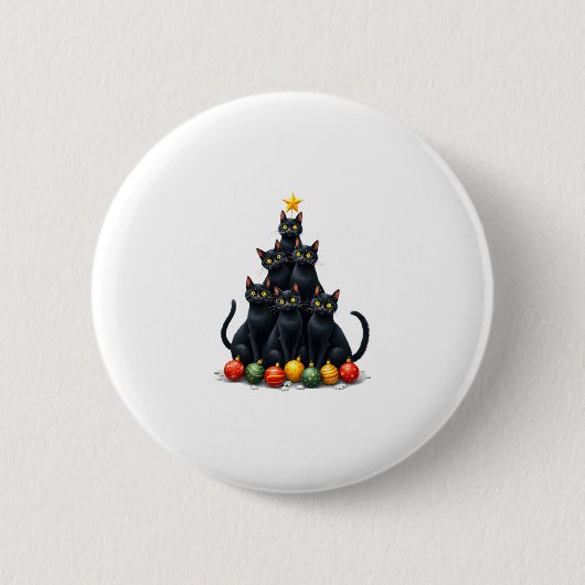 Cat Lovers Niedlich und Funny Holiday Tree Christm Button (Vorderseite)