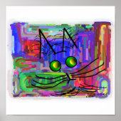 Cat Lovers Poster "The Curious Abstrakt Cat" (Vorne)