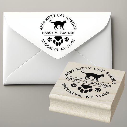 Cat Lover's Round-Rücksendeadresse-Briefmarke mit  Gummistempel