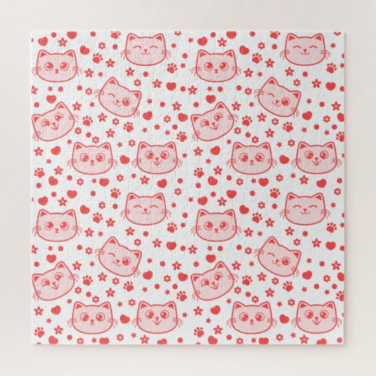 Cat lovers so cute red color puzzle (Vertikal)