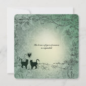 Cat Lovers Square Verzierte Hochzeit im Grünen Jah Einladung (Rückseite)